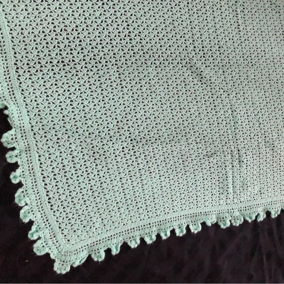 Mint Green Crocheted Blanket - Picture 7 of 8